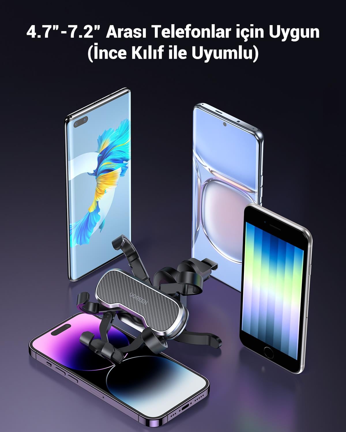 UGREEN Araç İçi Kancalı Telefon Tutucu, Siyah
