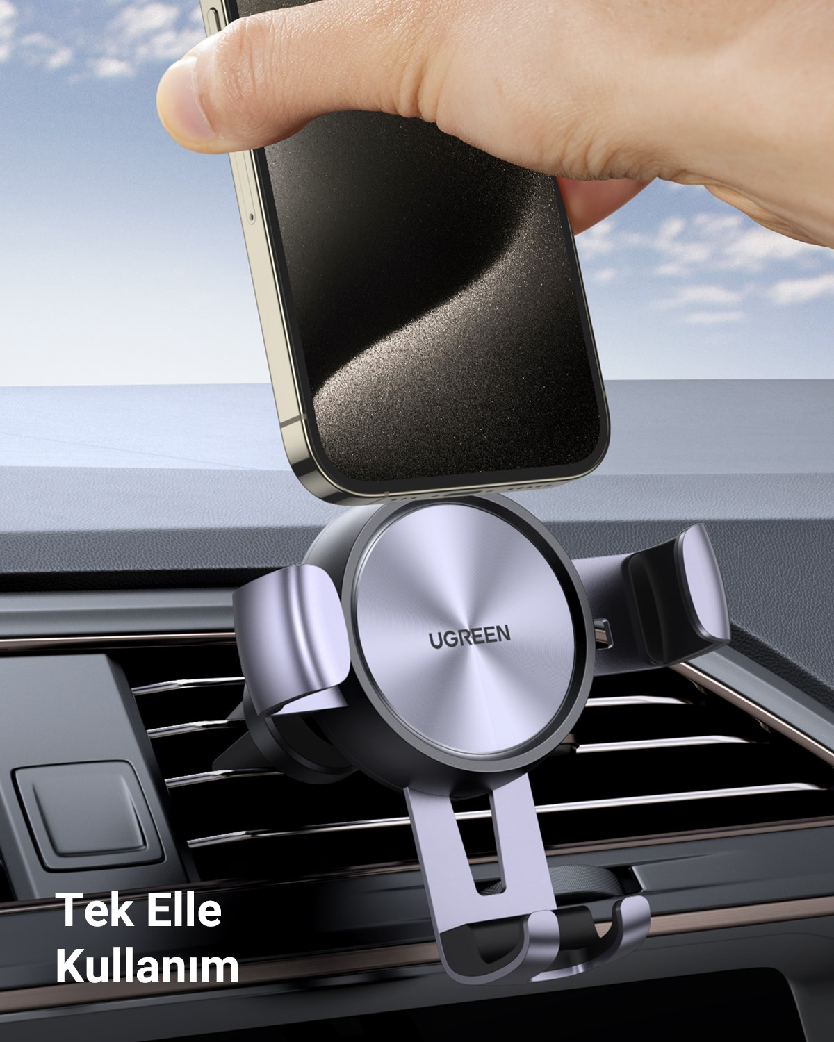 UGREEN Araç İçi Telefon Tutucu Air Vent , Uzay Grisi, 50564