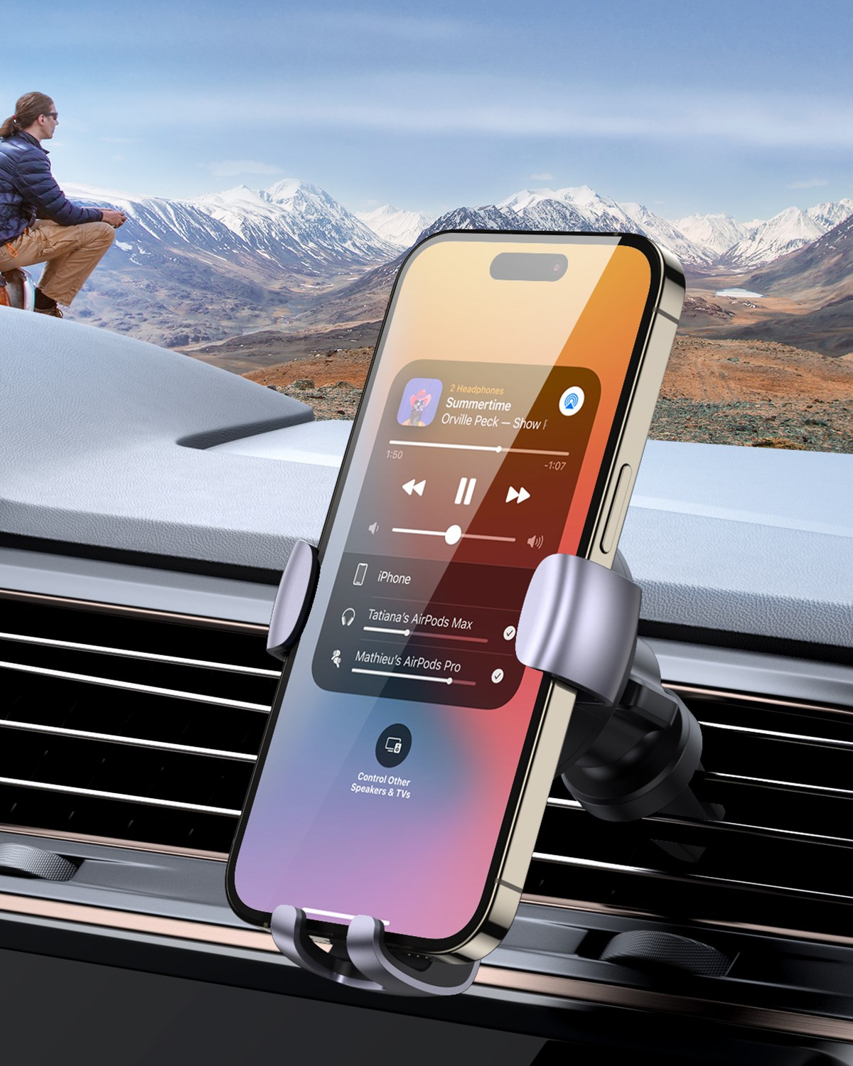 UGREEN Araç İçi Telefon Tutucu Air Vent , Uzay Grisi, 50564