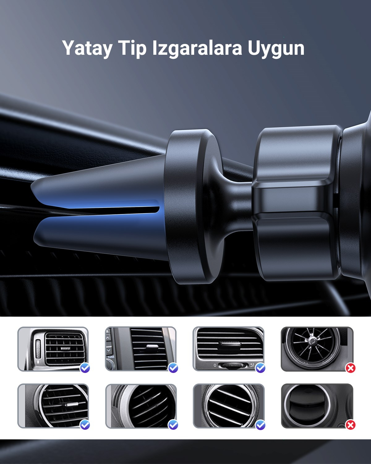 UGREEN Araç İçi Telefon Tutucu Air Vent , Uzay Grisi, 50564