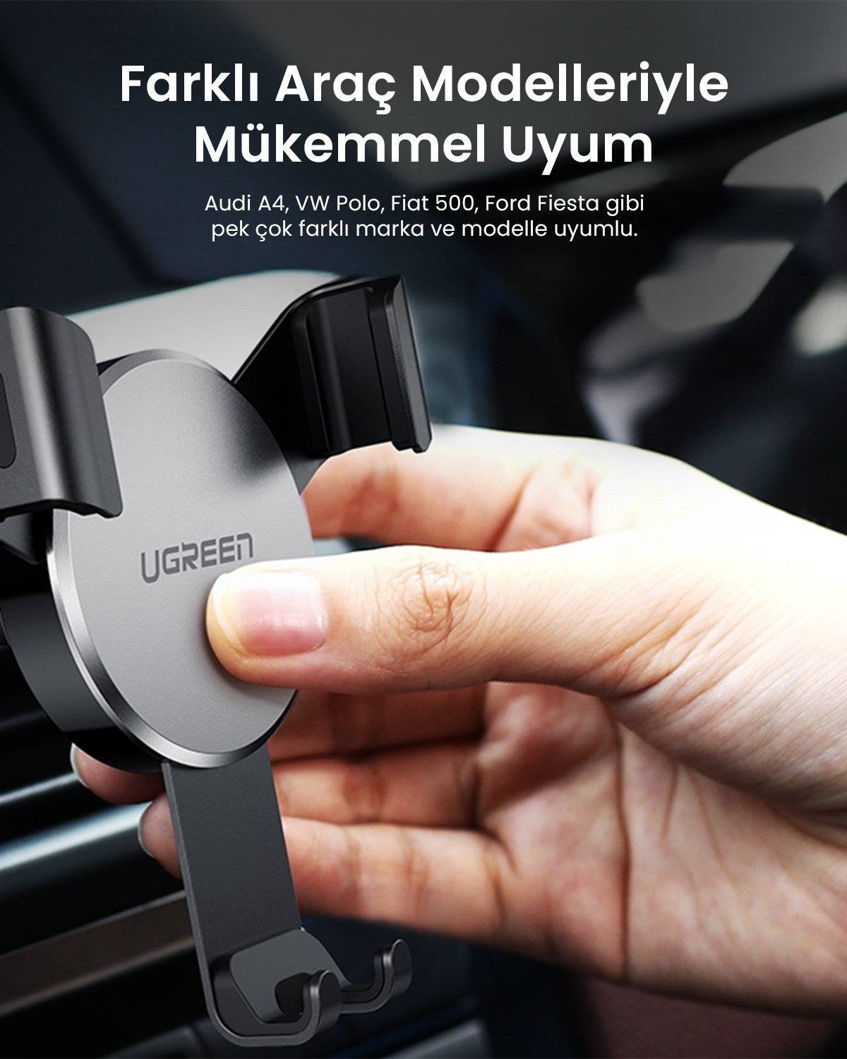 UGREEN Araç İçi Telefon Tutucu Air Vent, Siyah, 40907