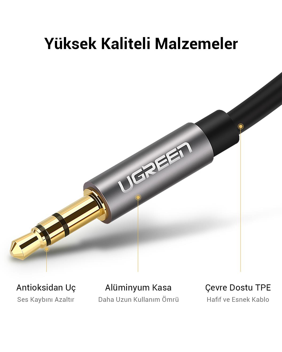 Ugreen AV119 3.5mm Aux Ses Kablosu 1 Metre