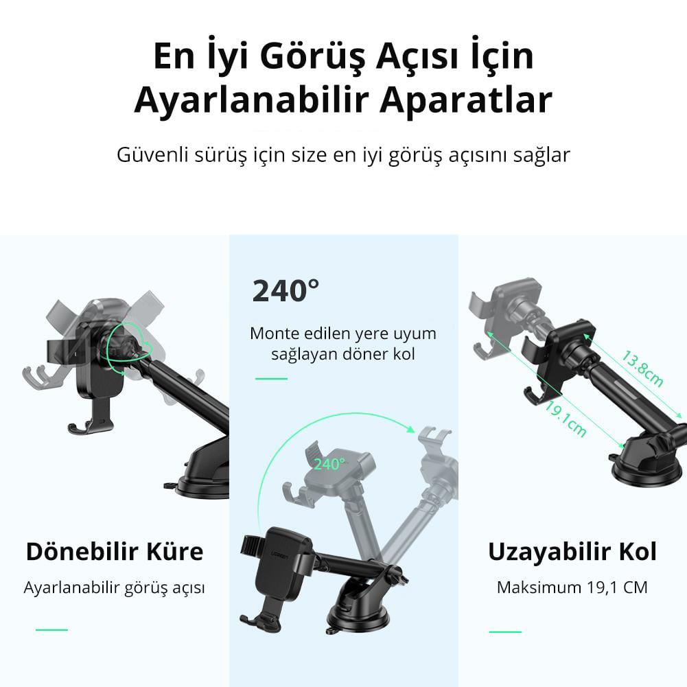 UGREEN Ayarlanabilir Kollu Araç İçi Vantuzlu T.
