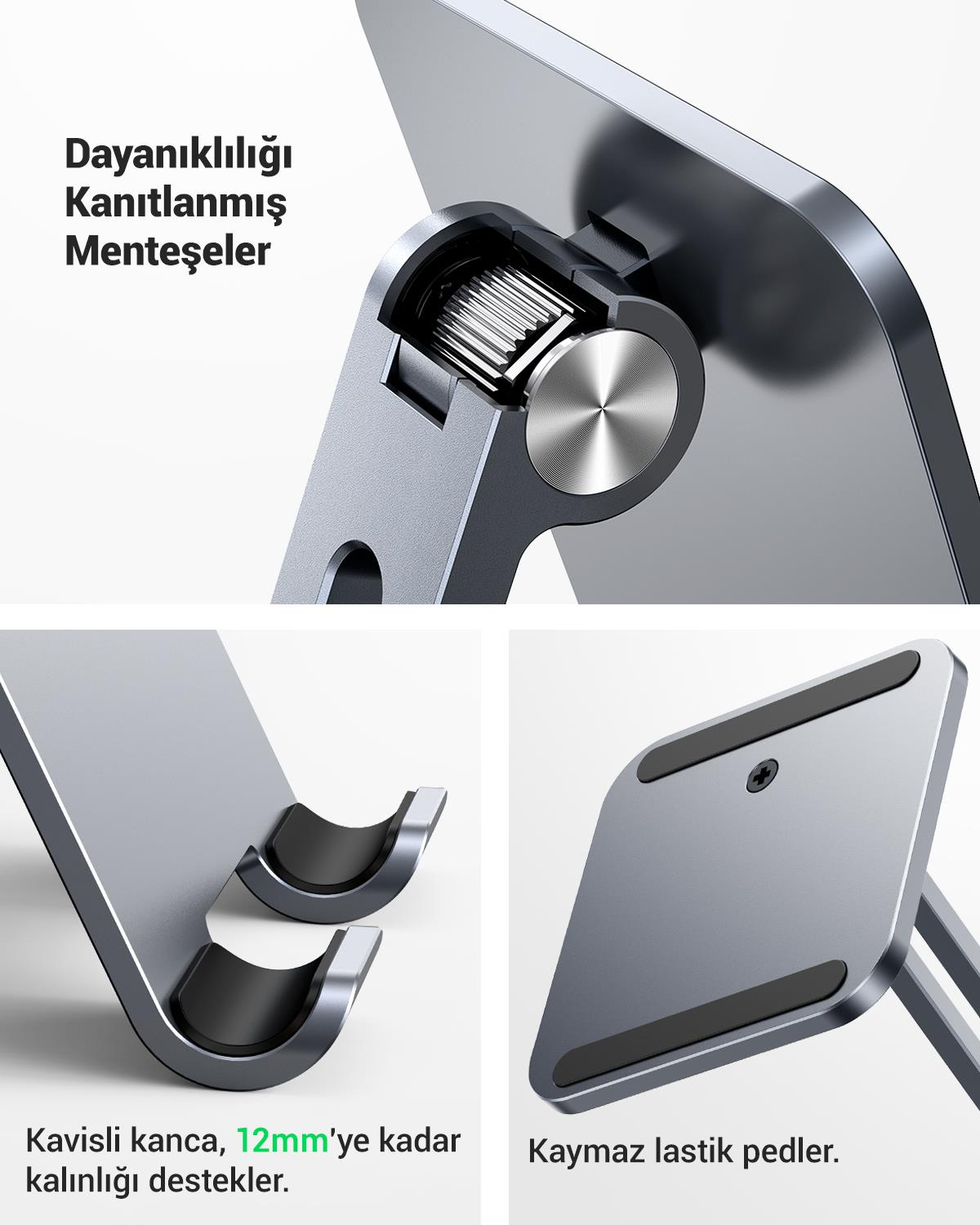 UGREEN Ayarlanabilir Metal Tablet Tutucu Standı, Uzay Grisi, 40393