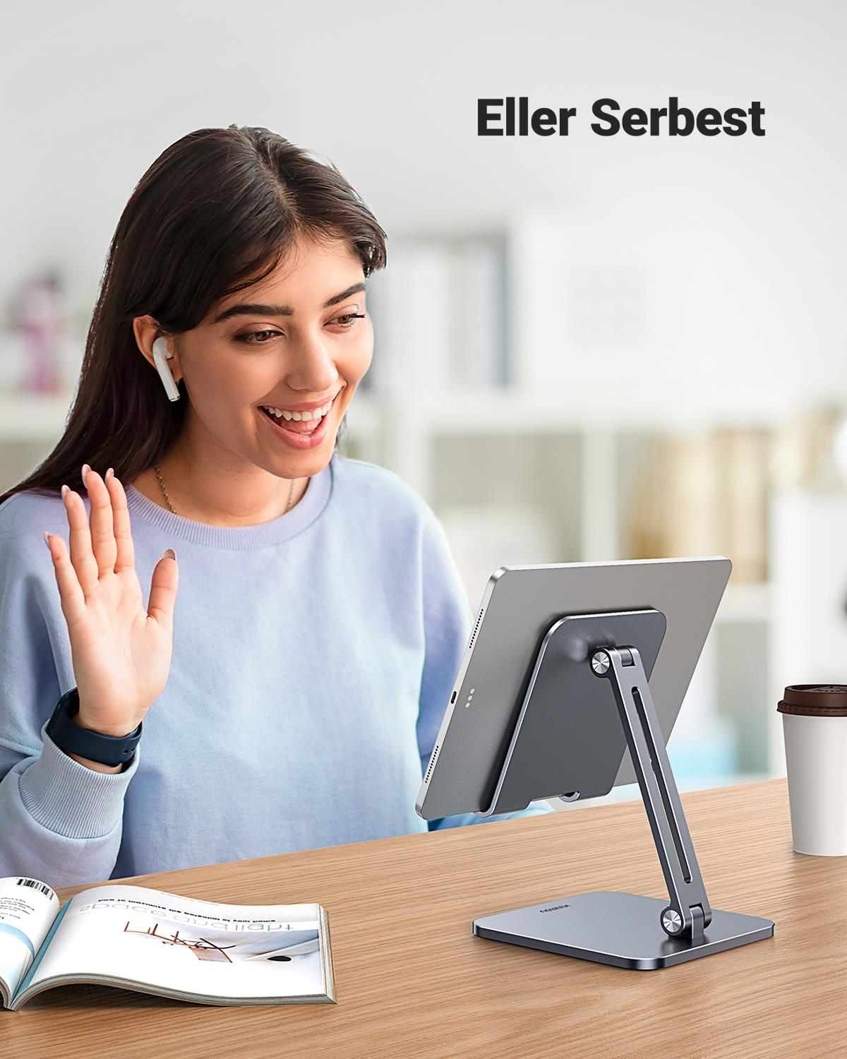 UGREEN Ayarlanabilir Metal Tablet Tutucu Standı, Uzay Grisi, 40393