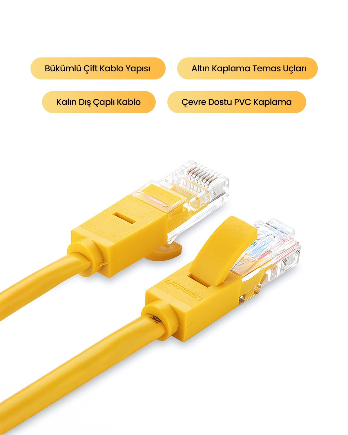 UGREEN CAT5e Ethernet Kablosu, 2 Metre, Sarı, 11231