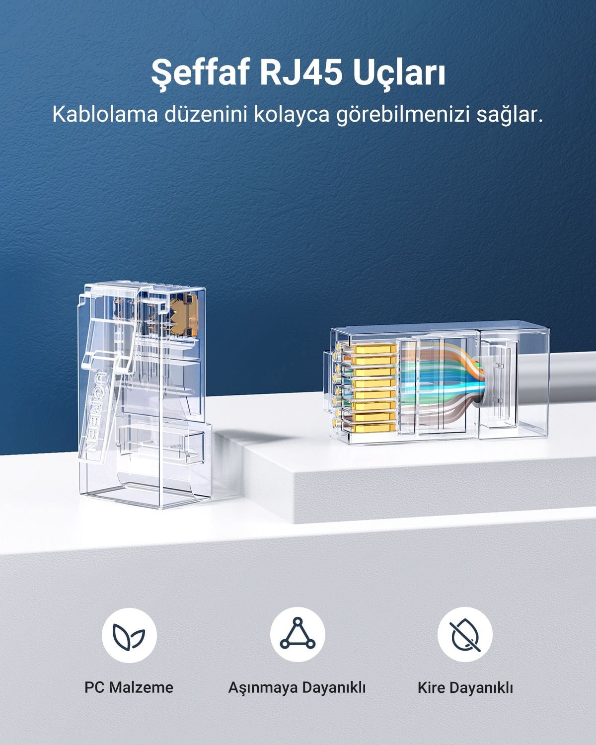UGREEN Cat6 RJ45 Konnektör 10'lu Paket, 50961