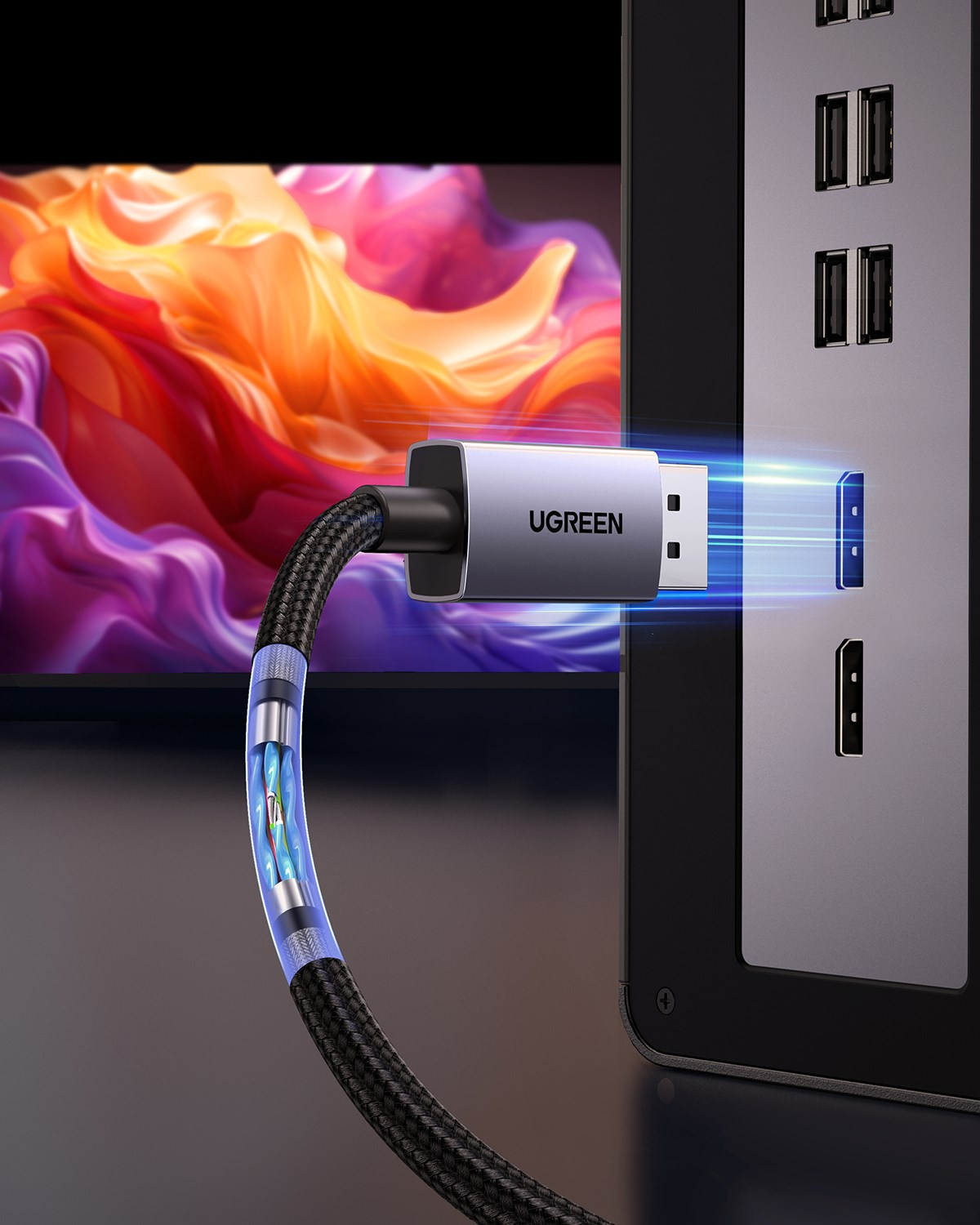 UGREEN Displayport 16K@60Hz Male to Male Örgülü Kablo 1m, 55567
