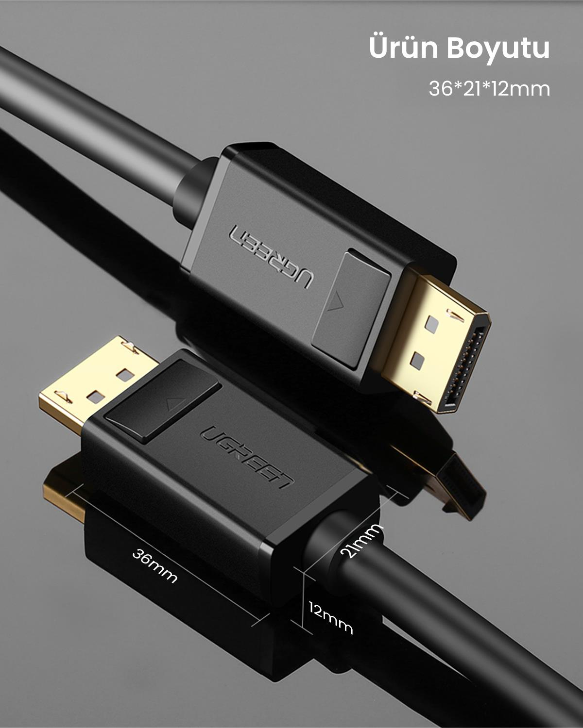 UGREEN Displayport DP1.2 Kablo 5 Metre, 10213