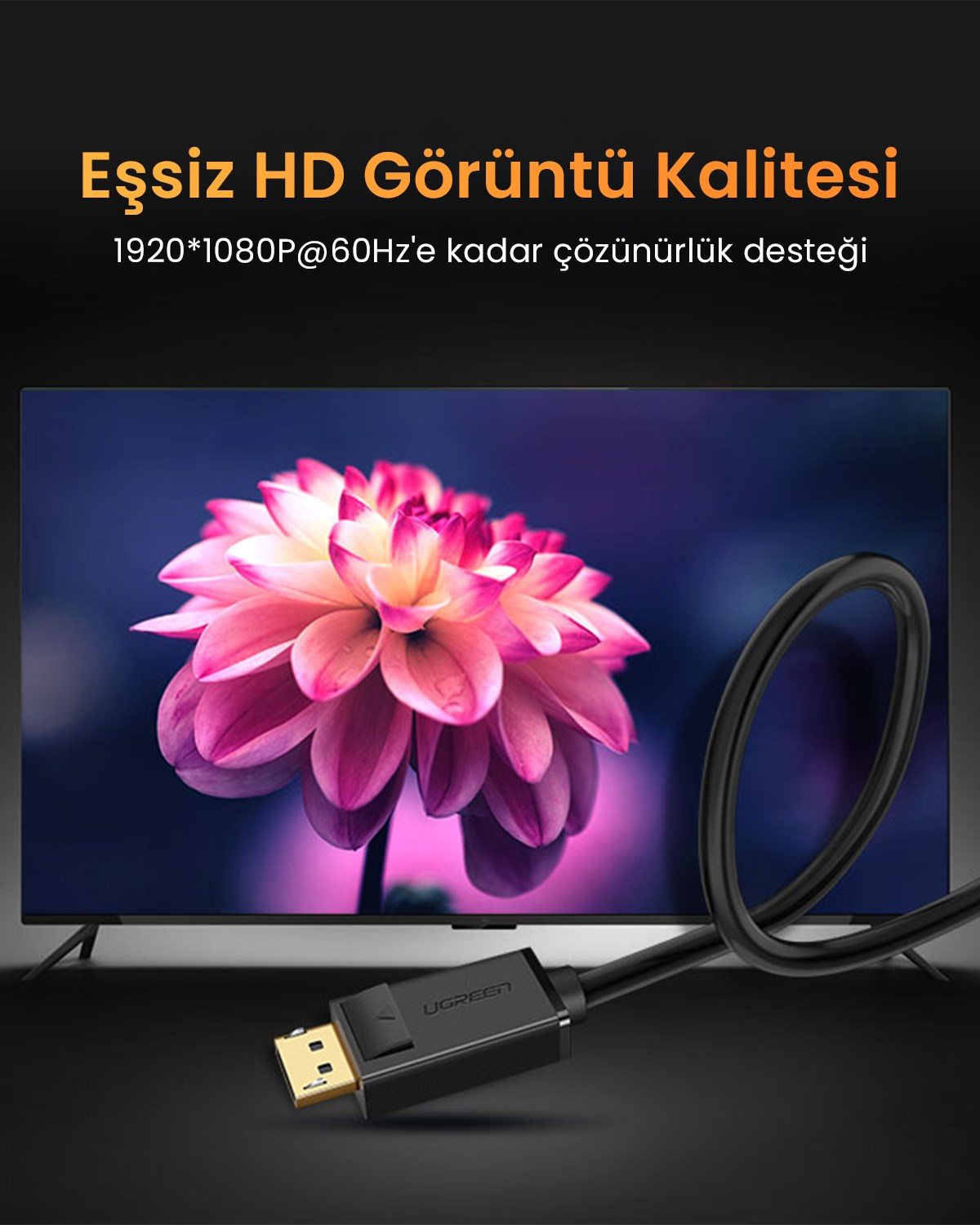 UGREEN Displayport to VGA Görüntü Aktarma Kablosu 1.5 Metre, 10247
