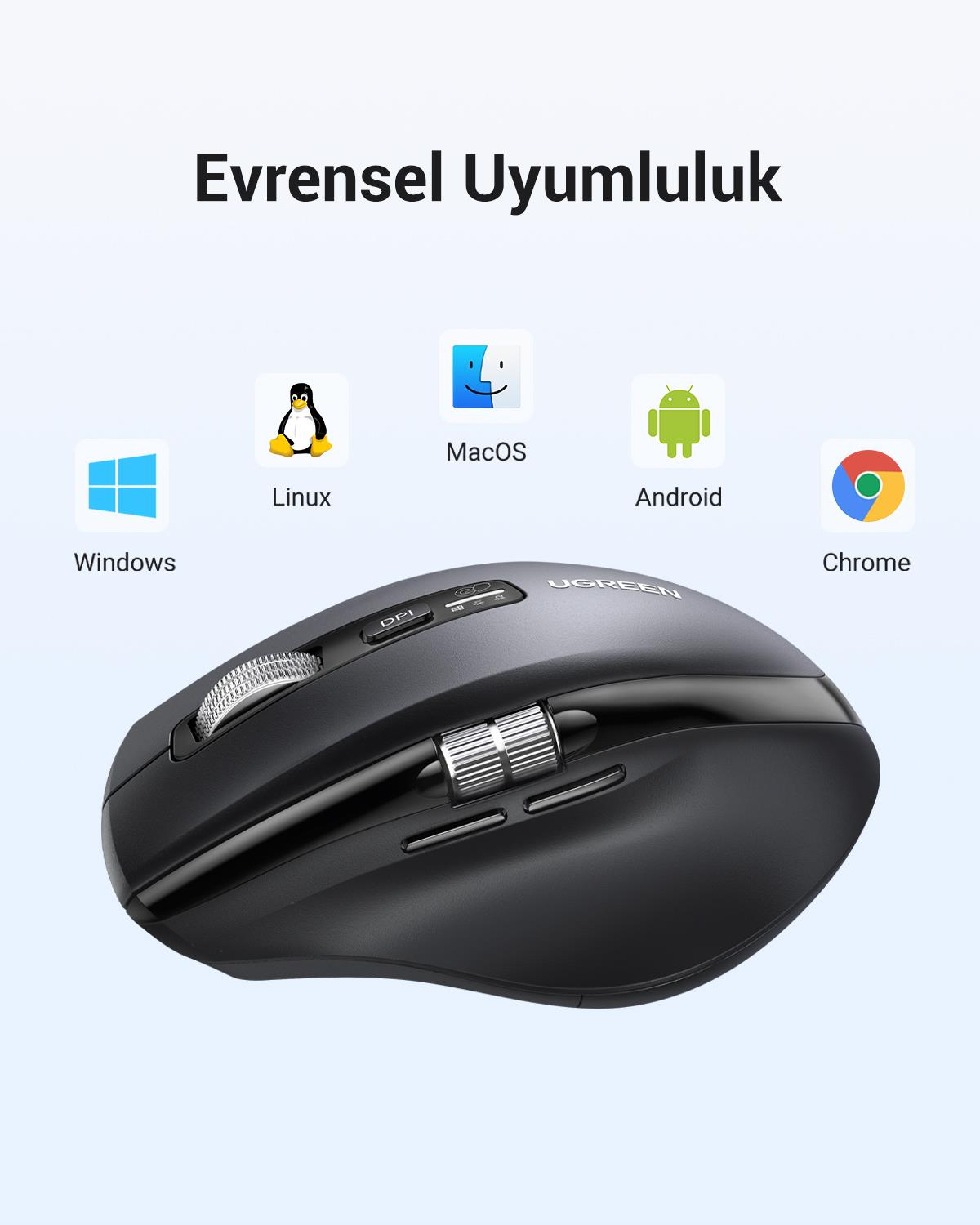 UGREEN Ergonomik 5000 DPI Sessiz Kablosuz Wireless