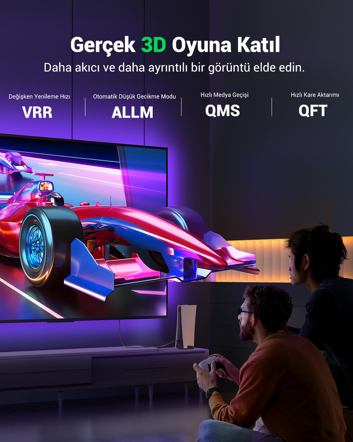 UGREEN HDMI 8K 60Hz Uzatma Kablosu 0.5m, 40400