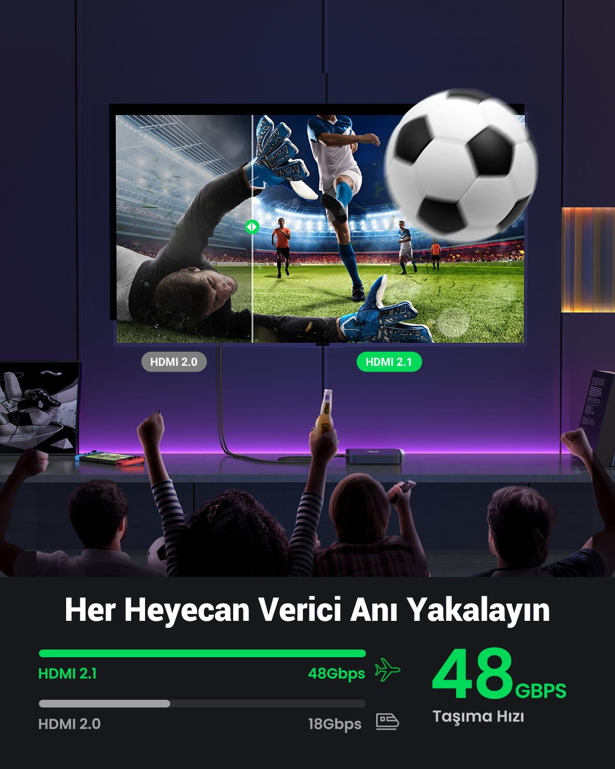 UGREEN HDMI 8K 60Hz Uzatma Kablosu 0.5m, 40400