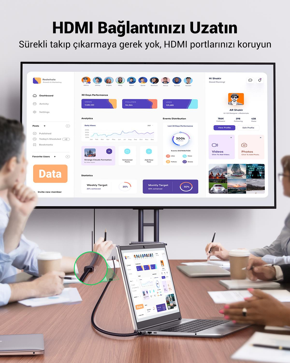 UGREEN HDMI 8K 60Hz Uzatma Kablosu 0.5m, 40400