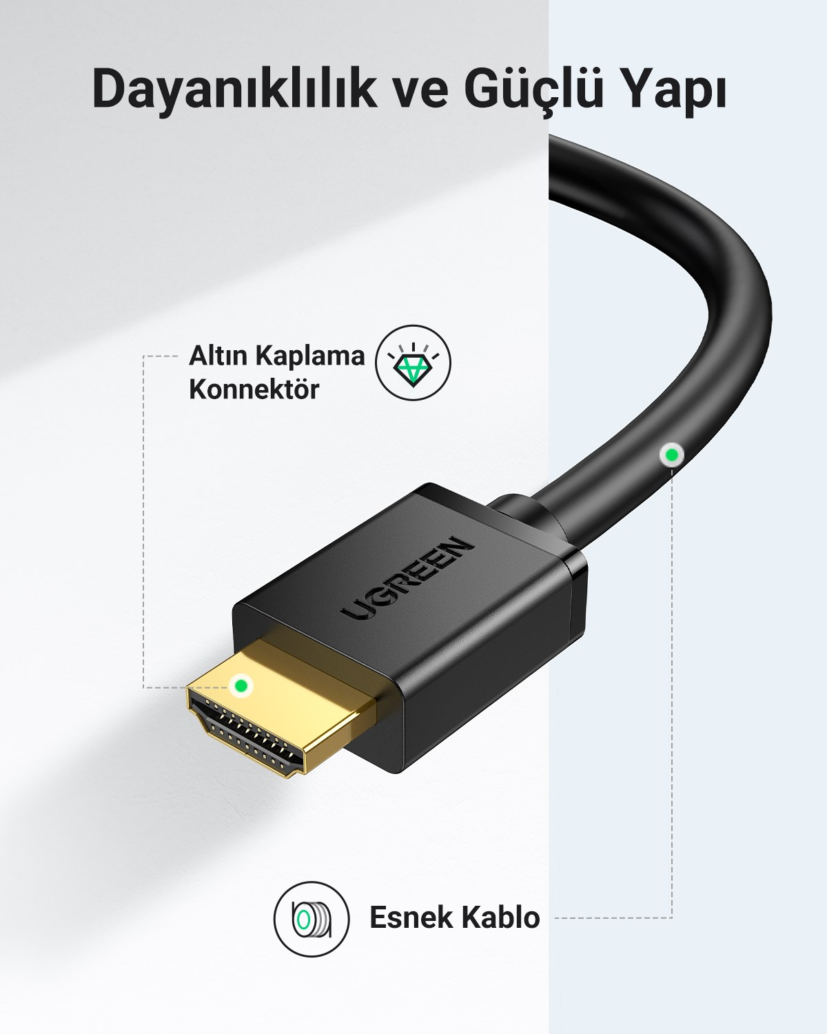 UGREEN HDMI to DVI 1080P Çift Yönlü Görüntü Aktarma Kablosu, 3 Metre, 10136