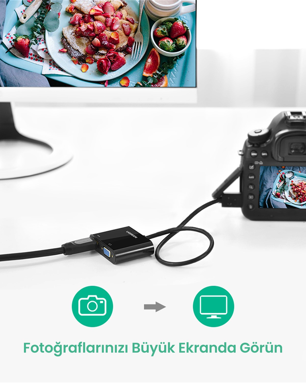 UGREEN HDMI to VGA Dişi Çevirici Adaptör Siyah, 40253