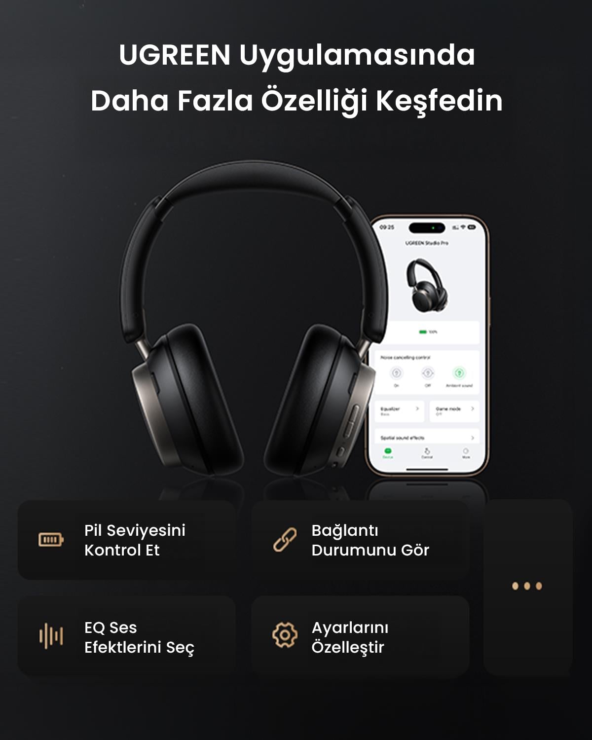 UGREEN HiTune Max6 Studio Pro Hibrit Gürültü Aktif