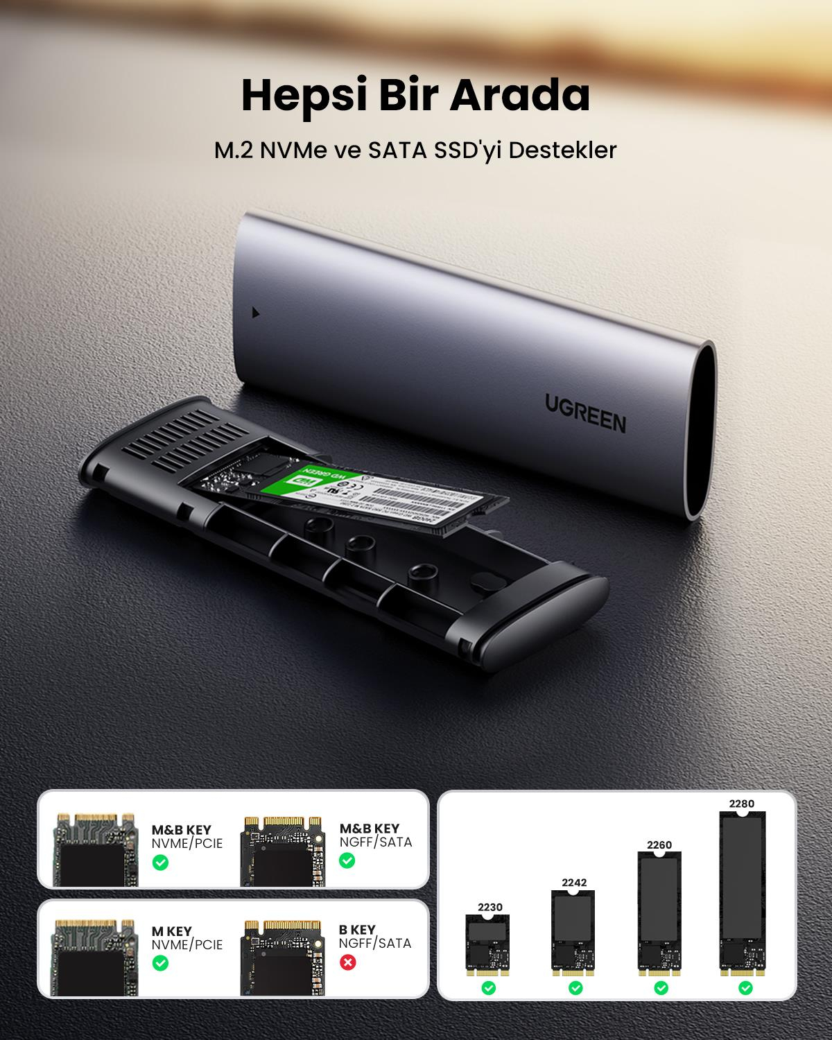 UGREEN M.2 SATA/NVMe 10Gbps USB C 3.1 GEN 2 SSD Di