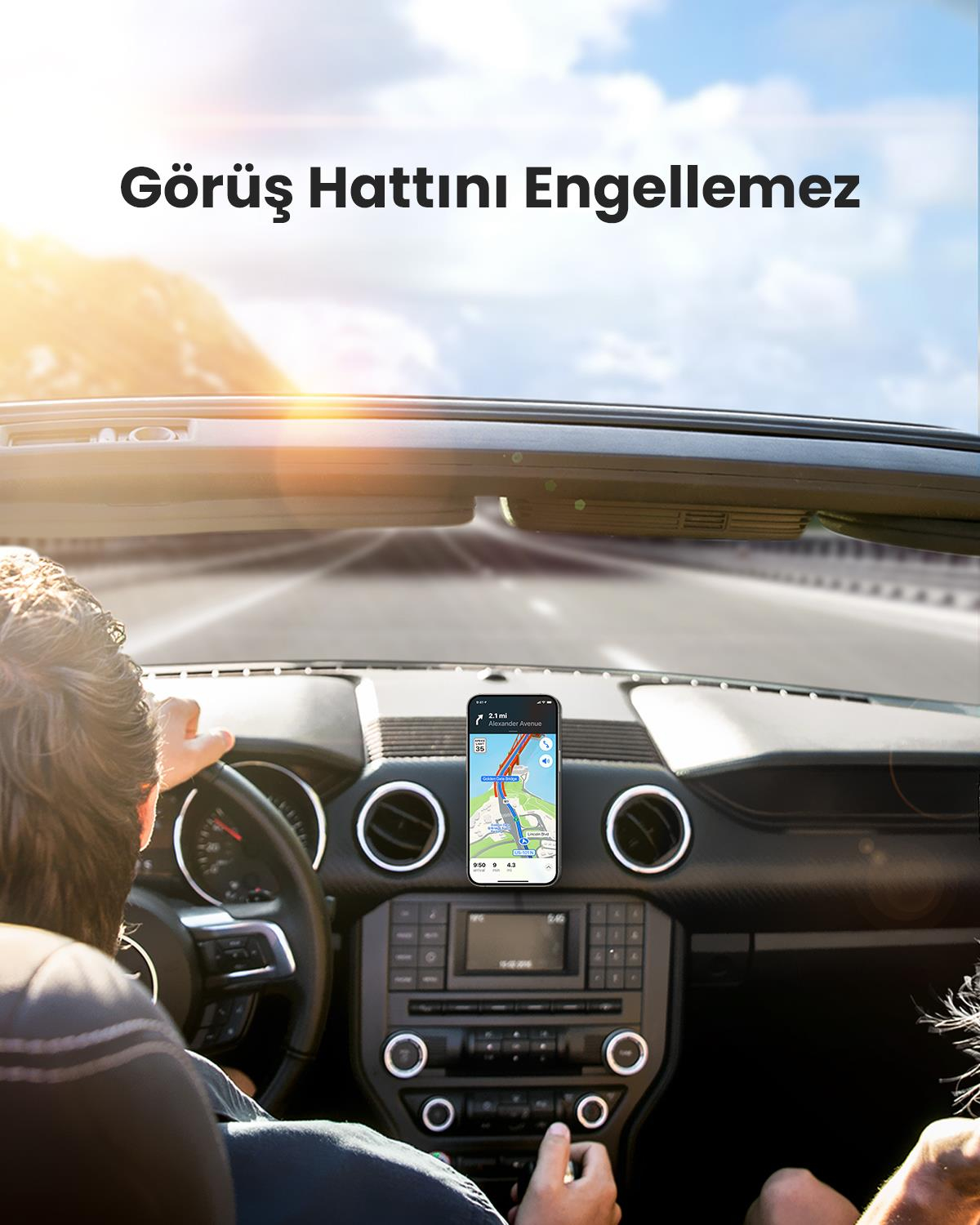 UGREEN Manyetik Mıknatıslı Araç İçi Telefon Tutucu, Siyah, 80785