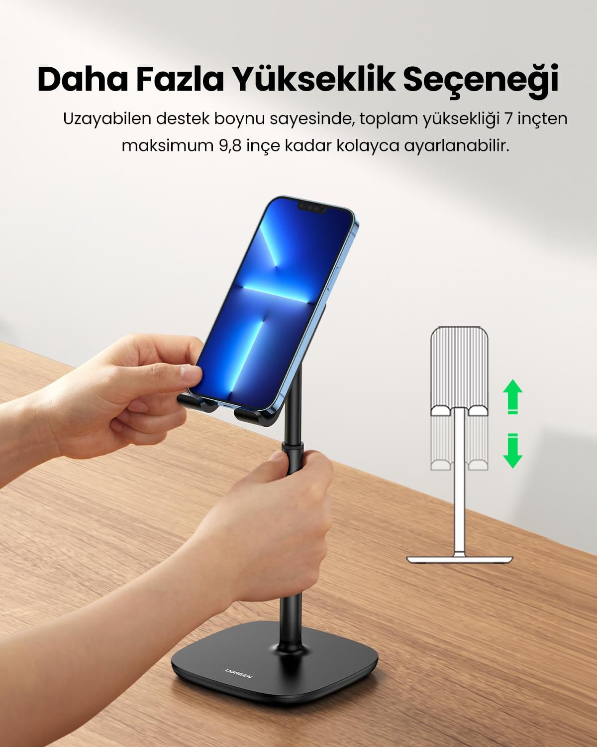 UGREEN Masaüstü Boyu Ayarlanabilir Telefon Tutucu