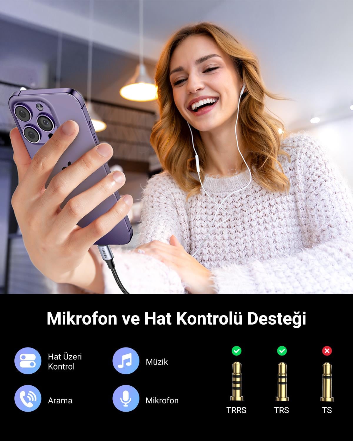 UGREEN MFI Lightning to 3.5mm Aux Dönüştürücü Adap