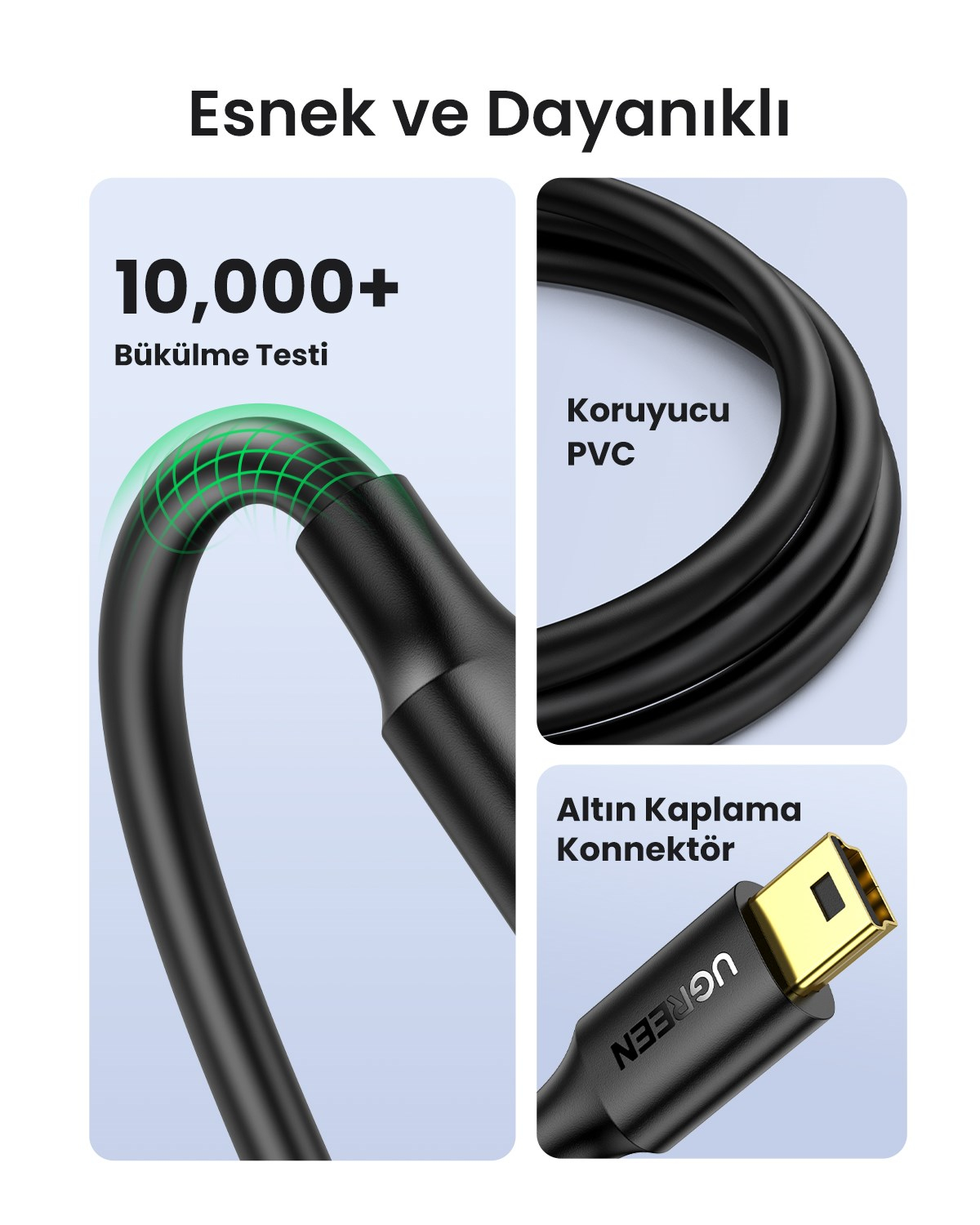 UGREEN Mini USB Şarj ve Data Kablosu 2 Metre, 30742