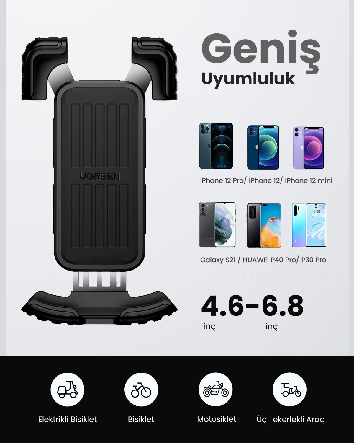 UGREEN Motosiklet ve Bisikletler için 360° Gidon