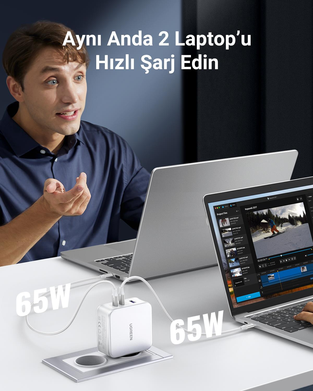 UGREEN Nexode 140W GaN 3 Portlu Hızlı Şarj Cihazı