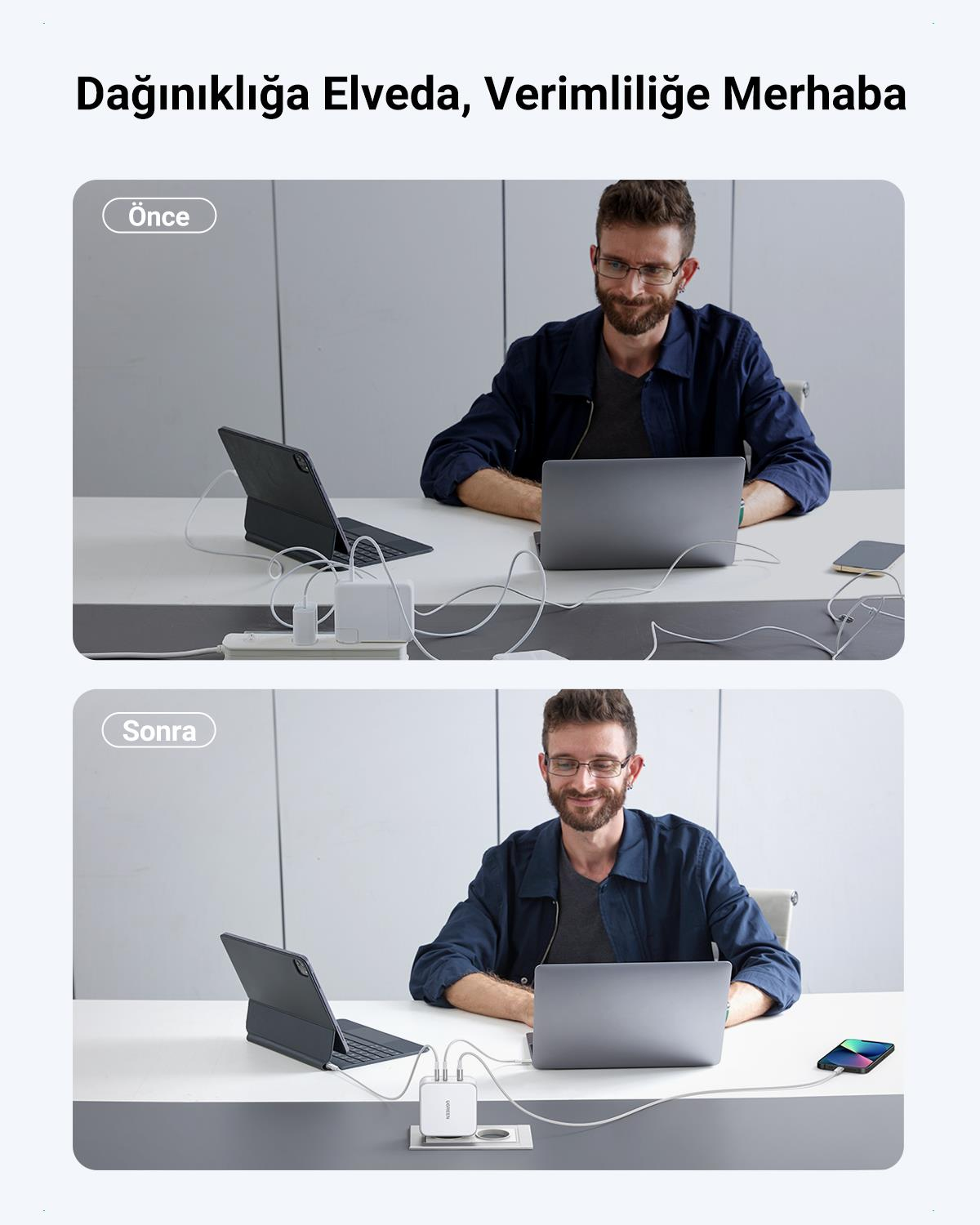 UGREEN Nexode 140W GaN 3 Portlu Hızlı Şarj Cihazı