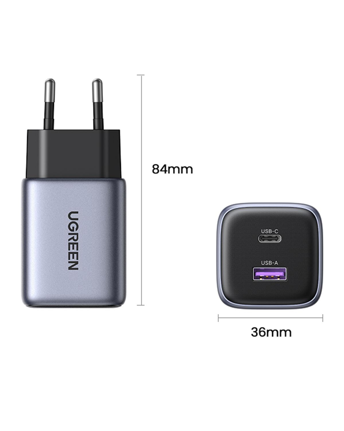 UGREEN Nexode 35W GaN 2 Portlu Şarj Cihazo, Gri