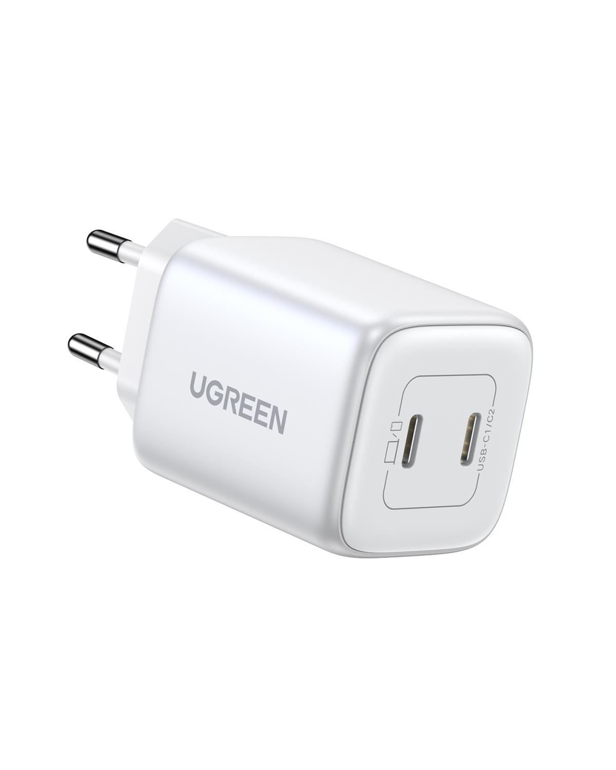 UGREEN Nexode 45W GaN Hızlı Şarj Cihazı Type-C QC PD 2xUSB-C, Beyaz, 15327