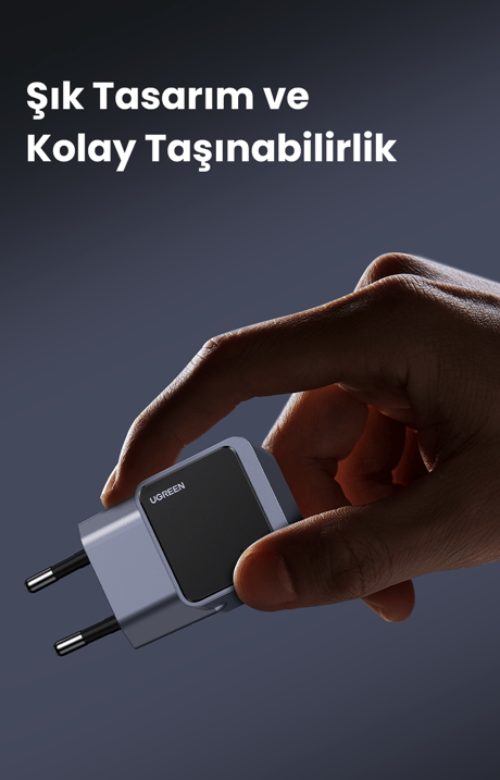 UGREEN Nexode Air 30W GaN Hızlı Şarj Cihazı Type-C QC PD 1xUSB-C, Gri, 35041