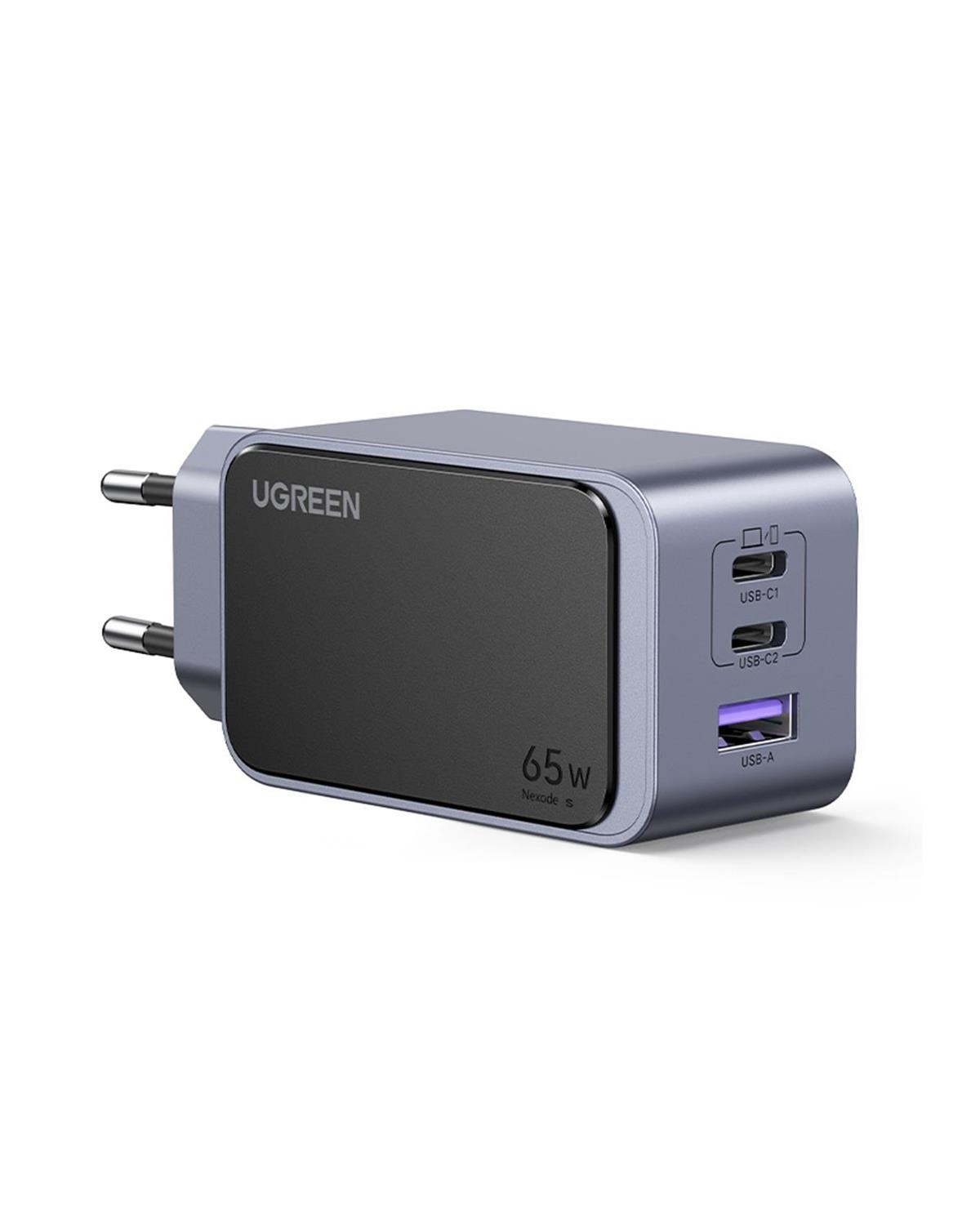 UGREEN Nexode Air 65W GaN Hızlı Şarj Cihazı Type-C QC PD 2xUSB-C, 1xUSB-A, Gri, 35042