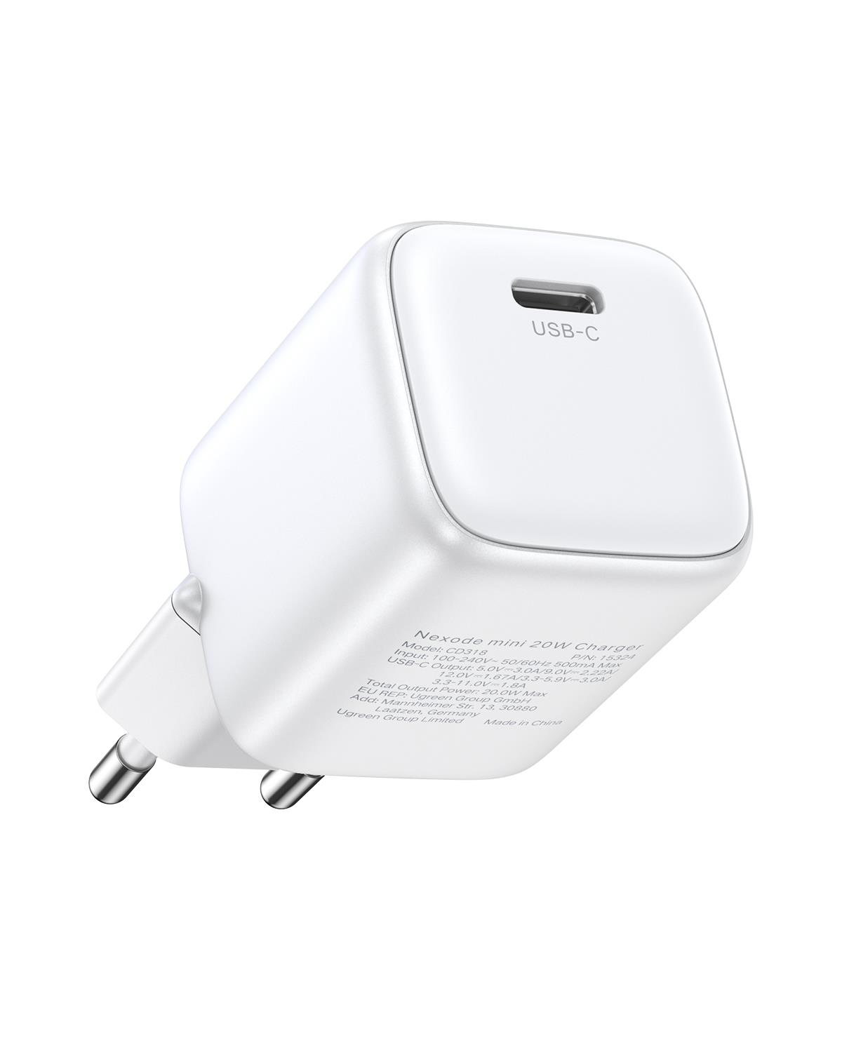 UGREEN Nexode GaN Mini 20W Hızlı Şarj Cihazı Beyaz
