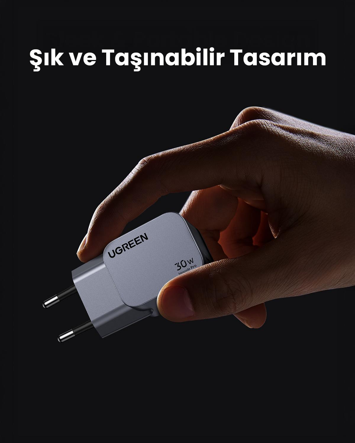 UGREEN Nexode Pro 30W GaN Şarj Cihazı Uzay Grisi