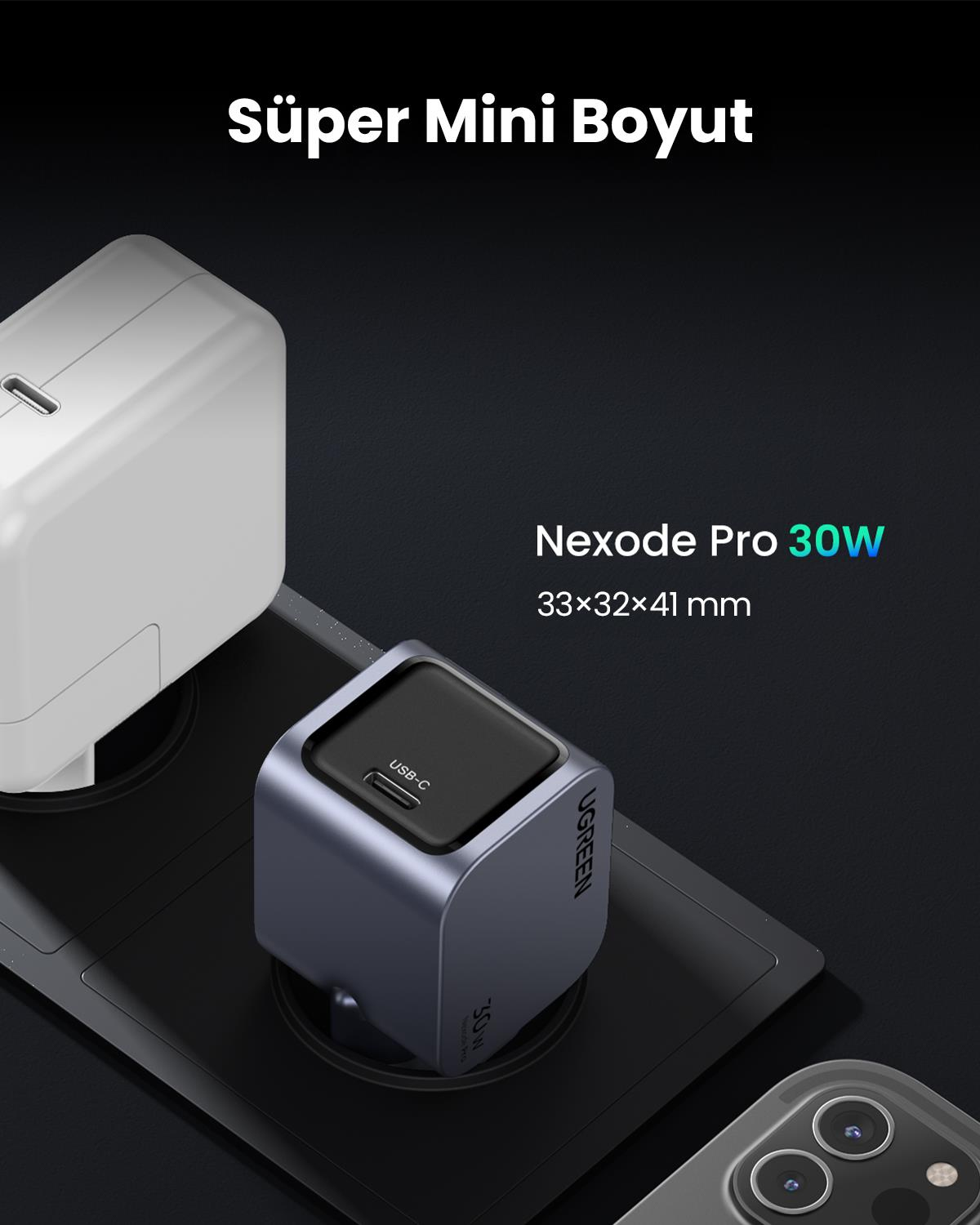 UGREEN Nexode Pro 30W GaN Şarj Cihazı Uzay Grisi