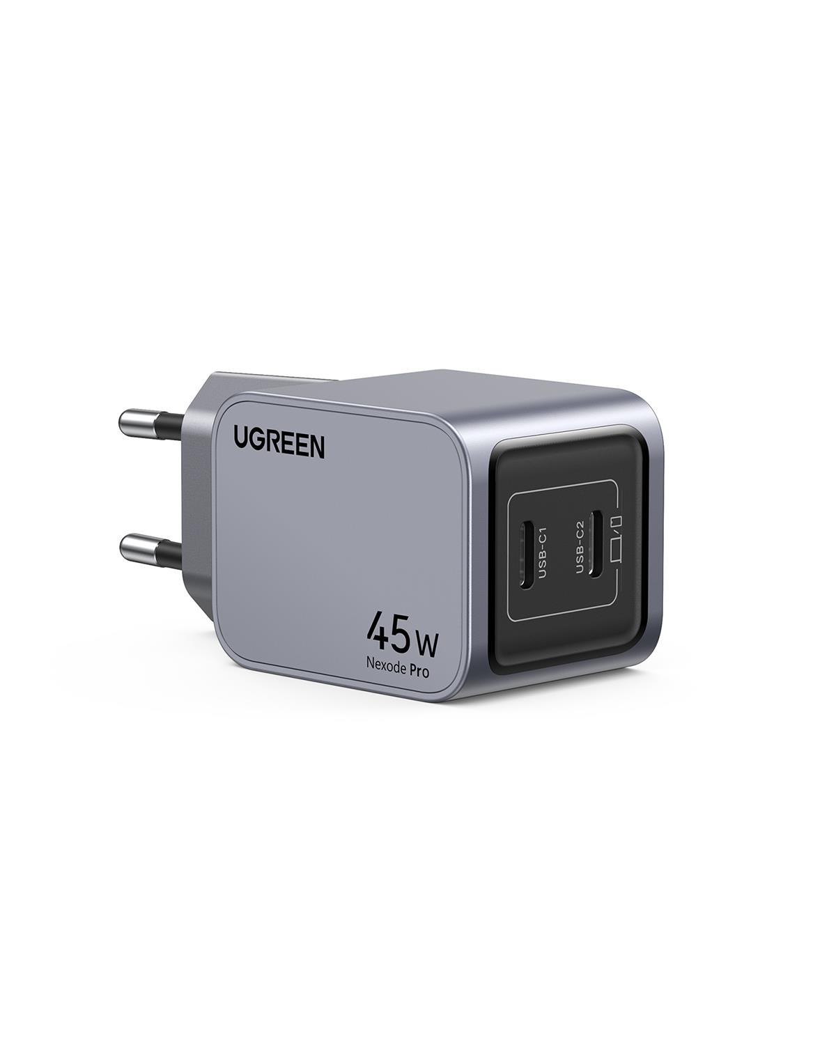 UGREEN Nexode Pro 45W GaN Hızlı Şarj Cihazı Type-C QC PD 2xUSB-C, Uzay Grisi, 35008