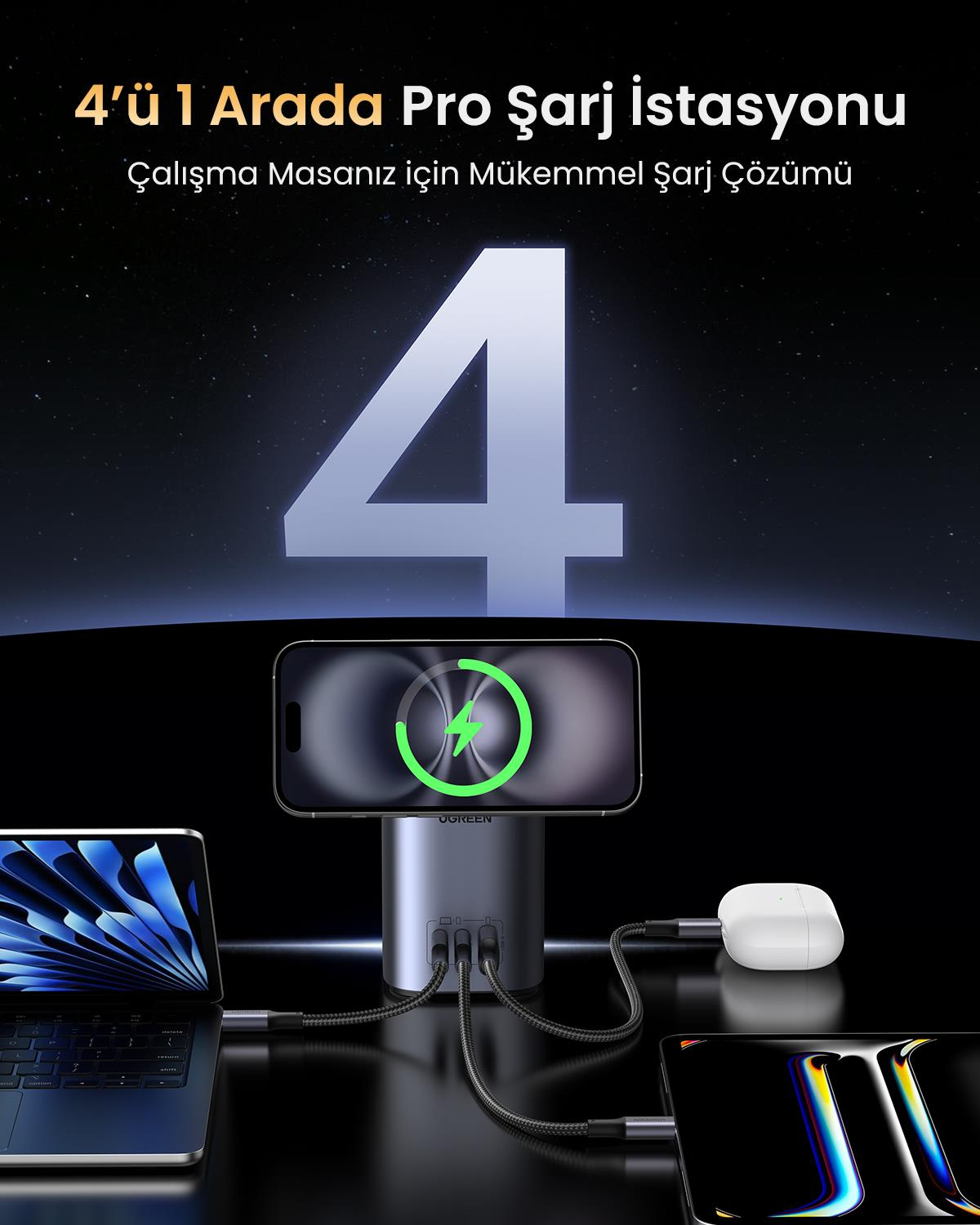 UGREEN Nexode Qi2 65W Standlı MagSafe Wireless Mas