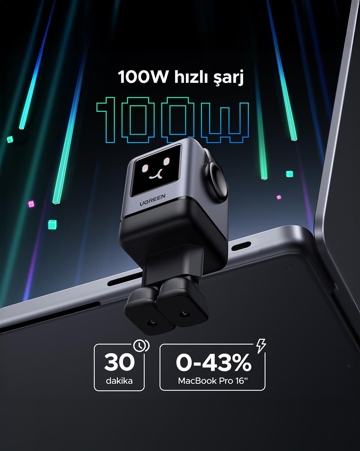UGREEN Nexode Uno 100W Robot GaN Hızlı Şarj Cihazı
