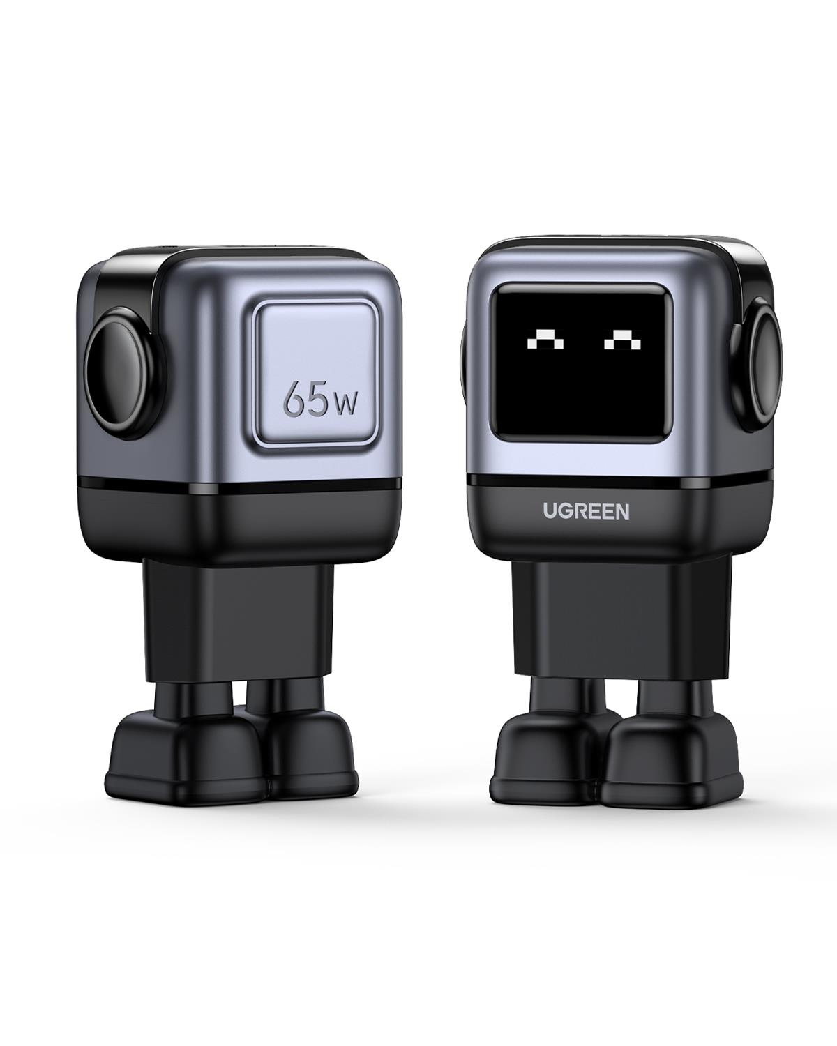 UGREEN Nexode Uno 65W Robot GaN Hızlı Şarj Cihazı 2xUSB-C, 1xUSB-A, Gri, 25685B