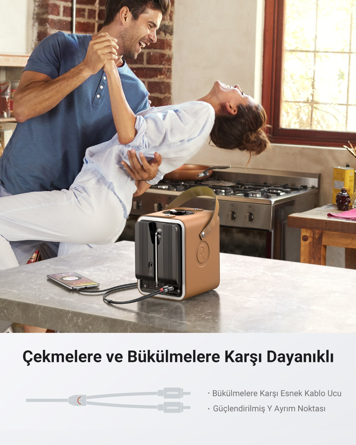 UGREEN RCA 3.5mm Aux Ses Kablosu, 3 Metre, 10590