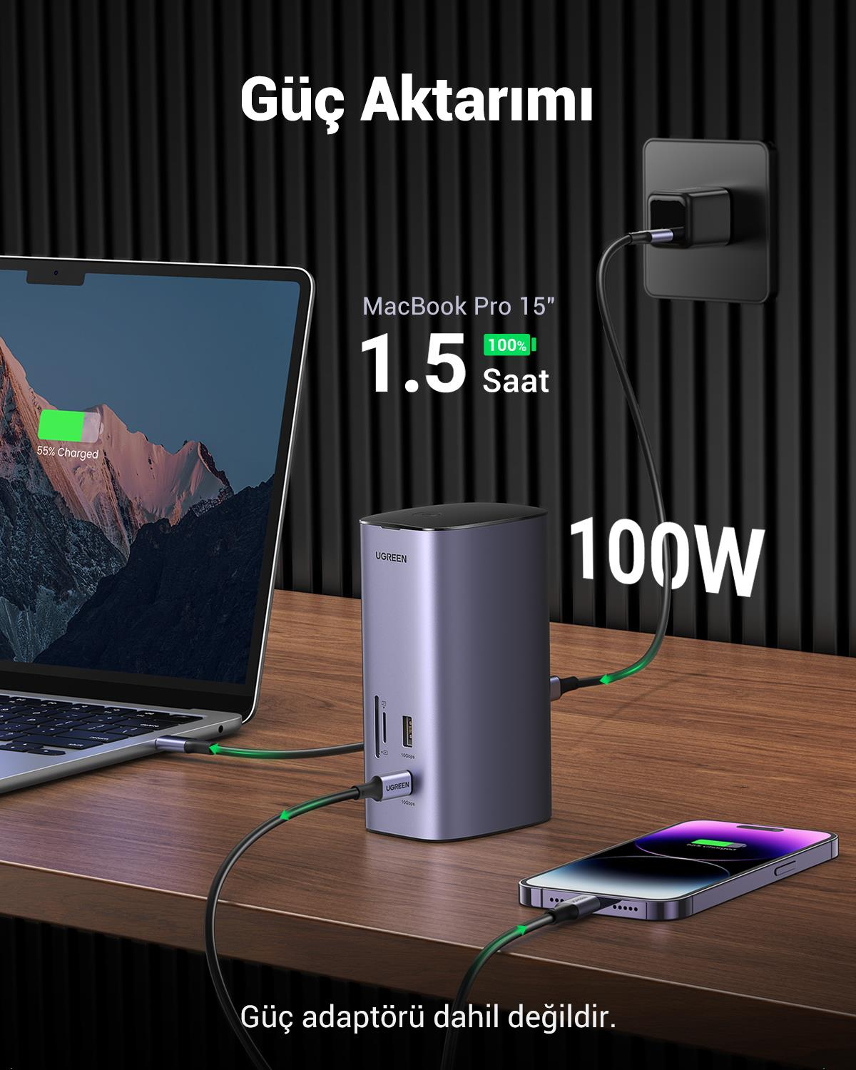 UGREEN Revedok 12-in-1 Type-C Giriş 1xDP 4K/60Hz,