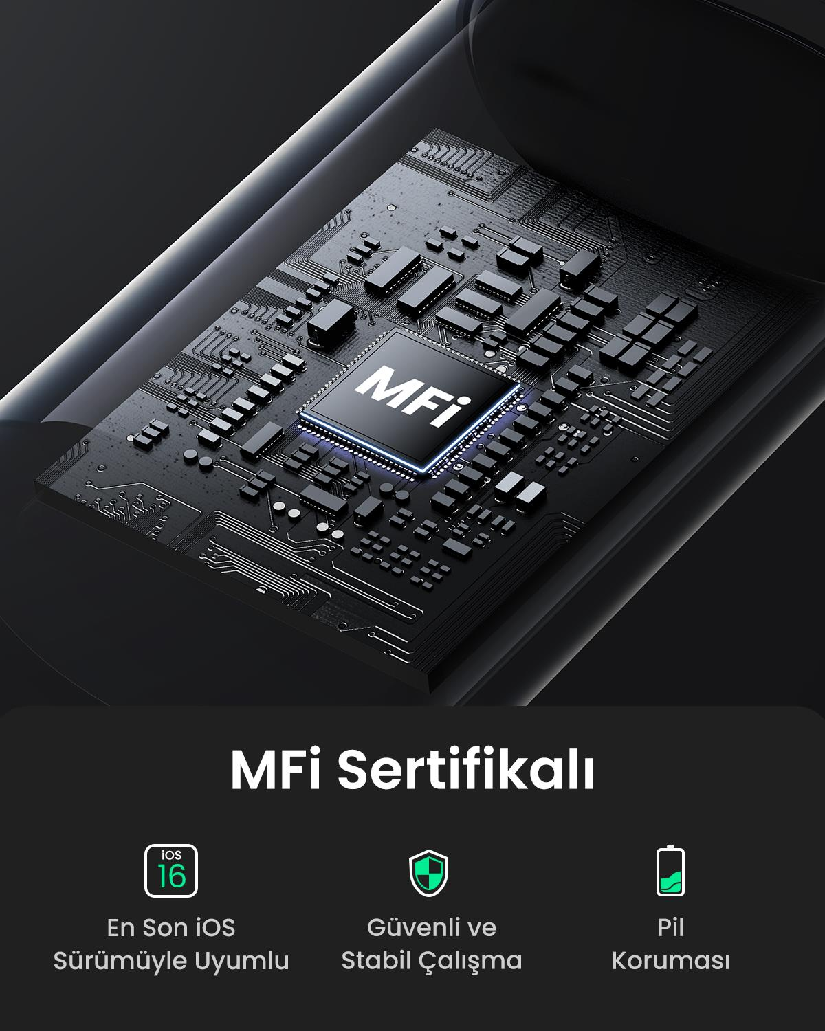 UGREEN Type-C to Lightning 3A PD MFi Şarj K. 1M