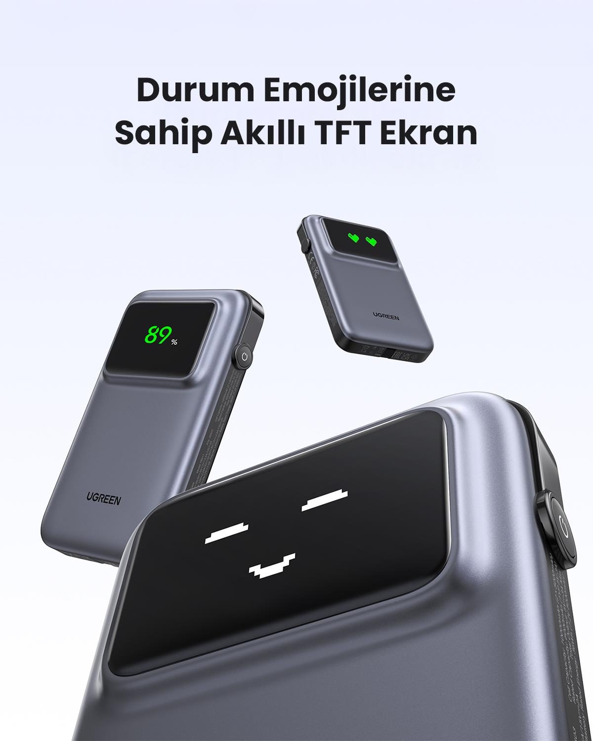 UGREEN Uno Dahili Kablolu 10.000 mAh 30W Powerbank