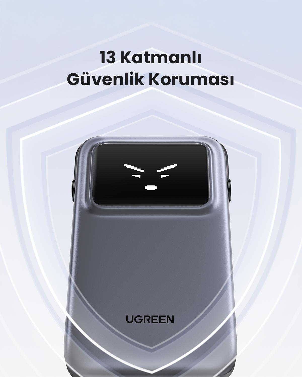 UGREEN Uno Dahili Kablolu 10.000 mAh 30W Powerbank