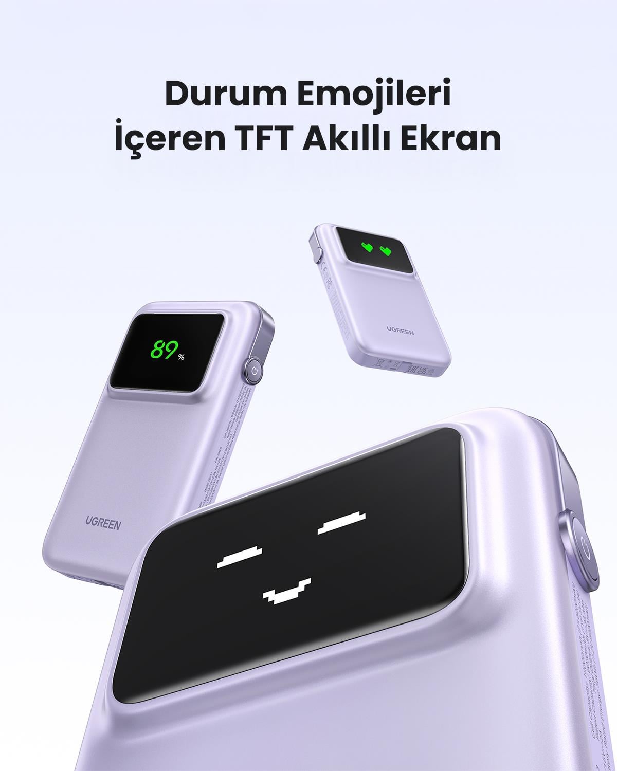 UGREEN Uno Kablolu 10.000 mAh 30W Powerbank, Mor