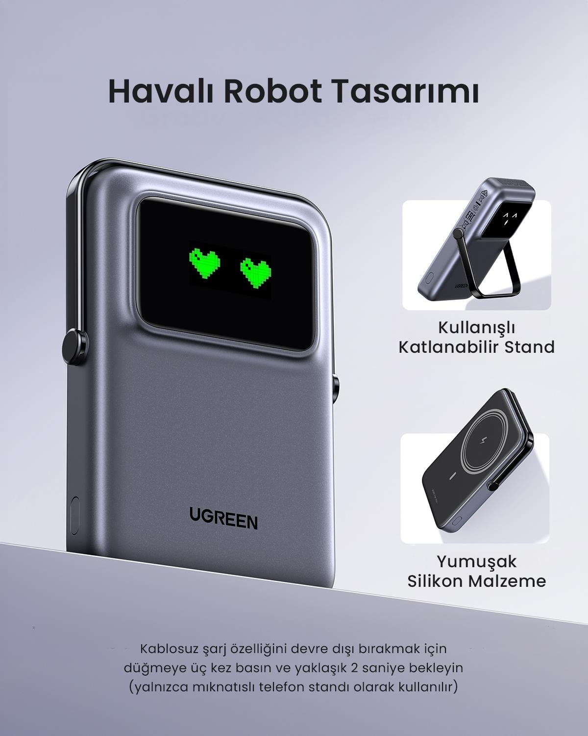 UGREEN Uno MagSafe 10.000 mAh 20W Powerbank, Siyah