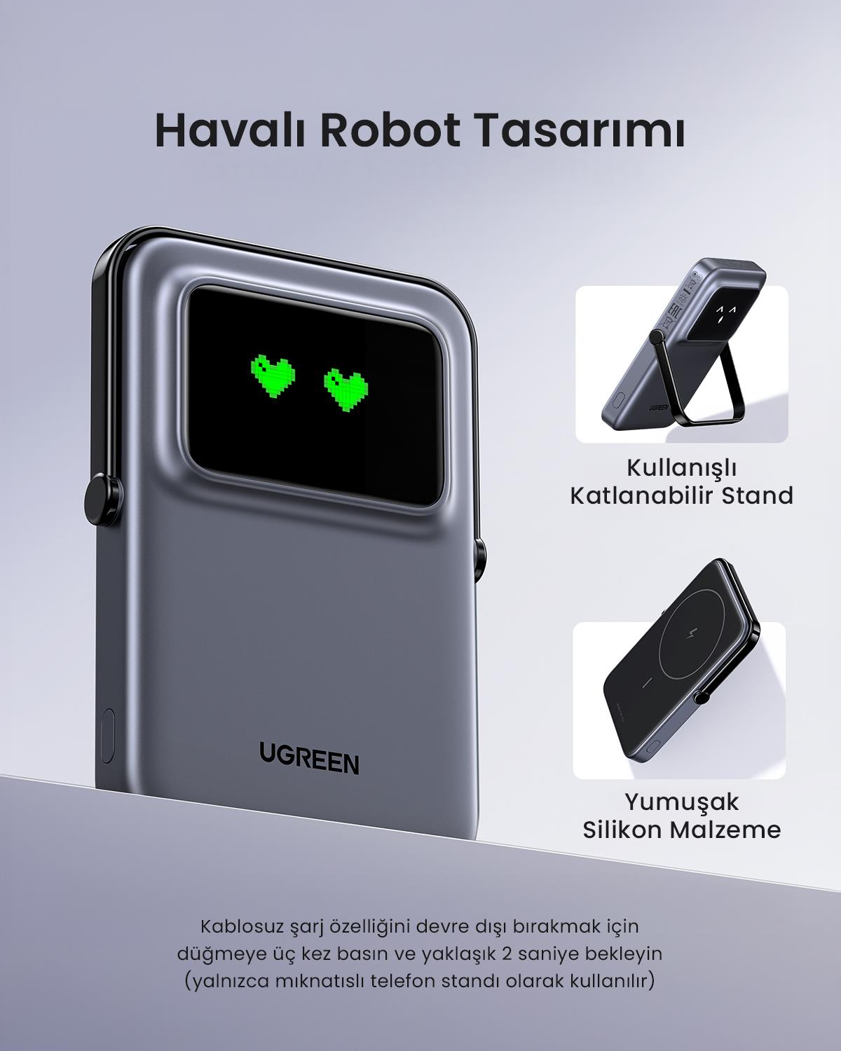 UGREEN Uno MagSafe 5.000 mAh 20W Powerbank, Siiyah