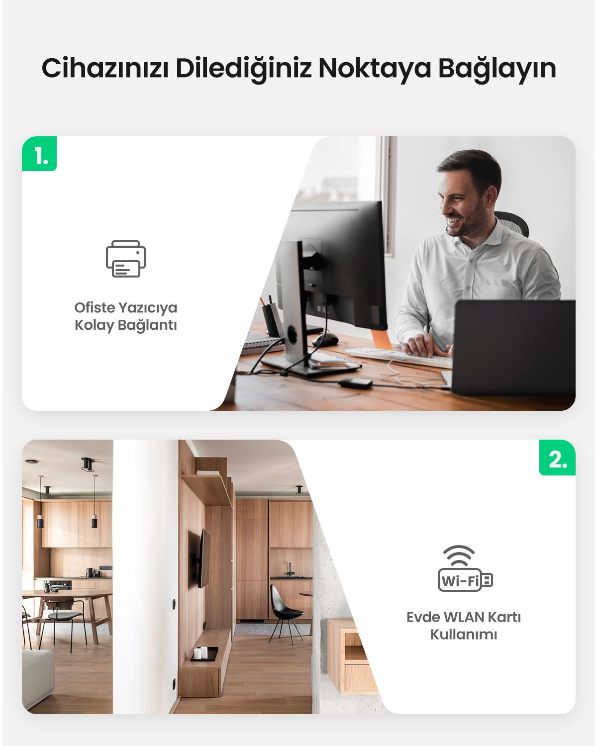 Ugreen USB 2.0 Uzatma Kablosu ile aktif Wi-Fi ampl