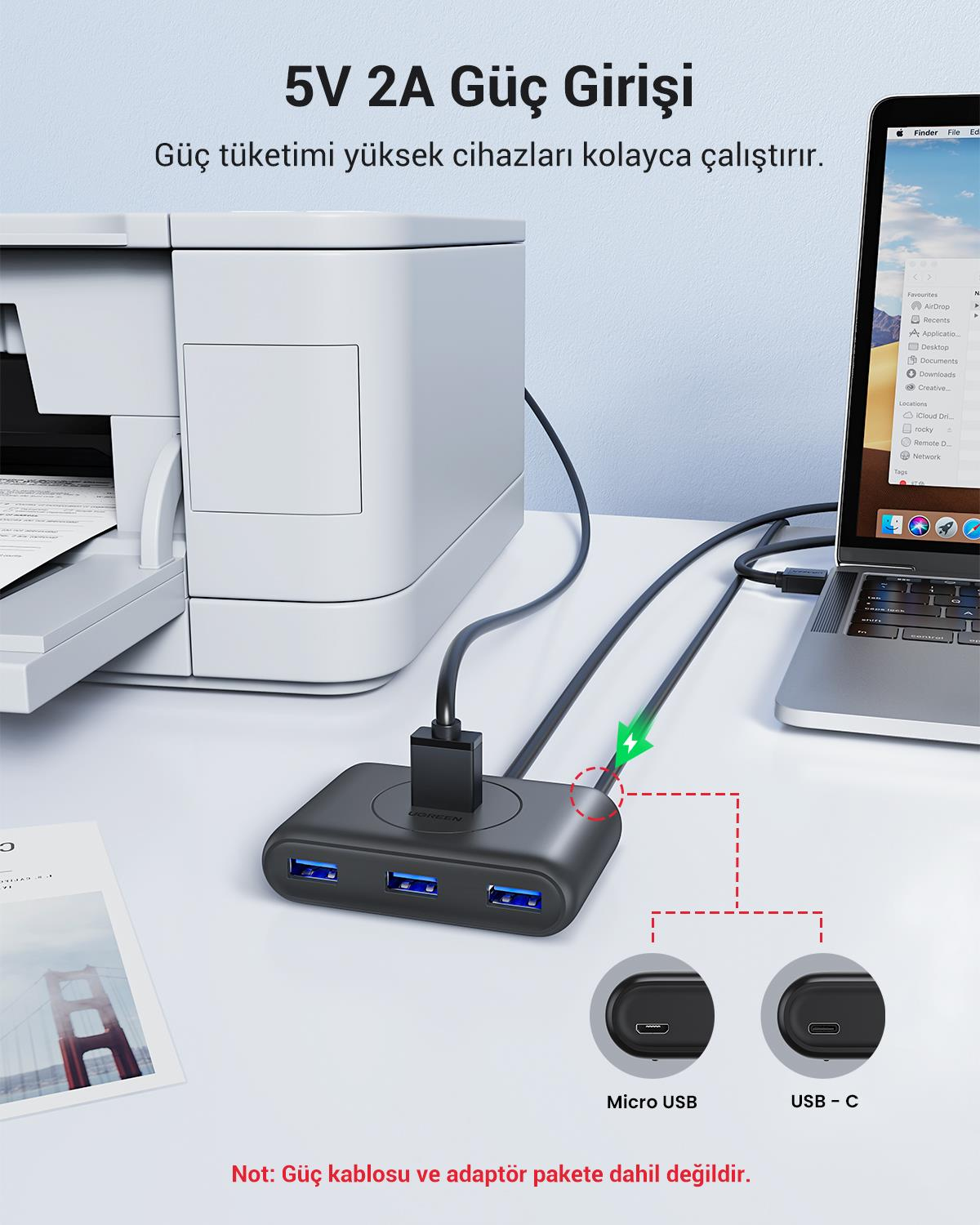 UGREEN USB 3.0 4 Portlu Hub Çoklayıcı 1 Metre, 202